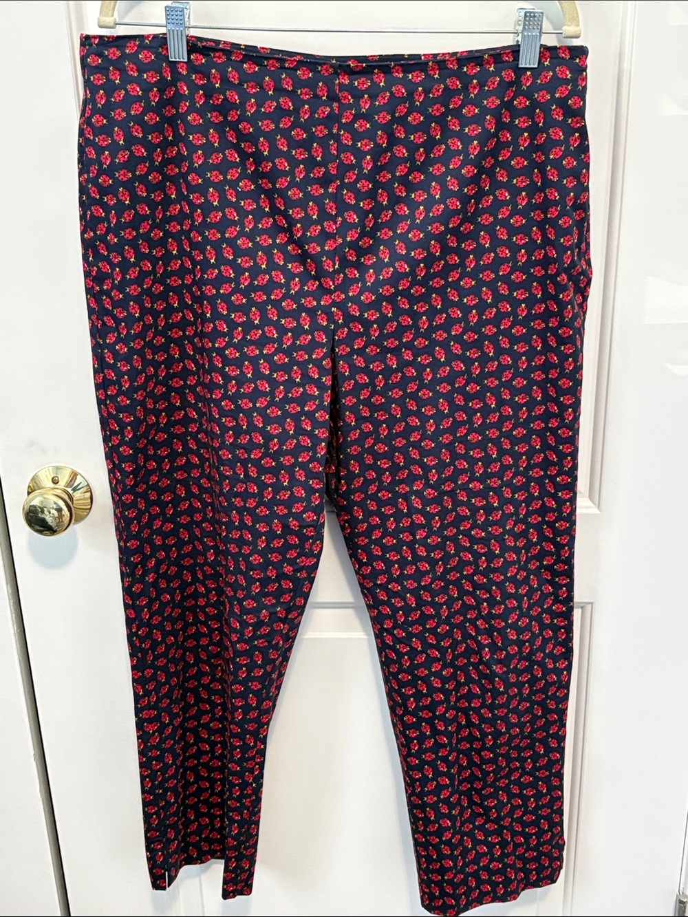Talbots Navy Cropped Pants with Ladybug Print